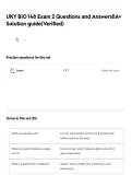 UKY BIO 148 Exam 2 Questions and Answers&vert;&vert;A&plus; Solution guide&lpar;Verified&rpar;