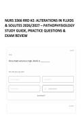 NURS 3366 RRD &num;2&colon; ALTERATIONS IN FLUIDS & SOLUTES 2026&sol;2027 &ndash; PATHOPHYSIOLOGY STUDY GUIDE&comma; PRACTICE QUESTIONS & EXAM REVIEW