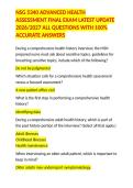 NSG 5340 ADVANCED HEALTH ASSESSMENT FINAL EXAM LATEST UPDATE 2026&sol;2027 ALL QUESTIONS WITH 100&percnt;  ACCURATE ANSWERS
