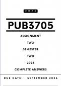 PUB3705 Assignment 2 Answers - Semester 2 2026 &vert; Due Date September 2026