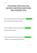 7TH GRADE CIVICS EOC FULL&NewLine;REVIEW&vert; CERTIFIED QUESTIONS&NewLine;AND ANSWERS 2026