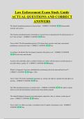Law Enforcement Exam Study Guide &NewLine;ACTUAL QUESTIONS AND CORRECT &NewLine;ANSWERS