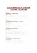 PA STATE INSPECTION PRACTICE TEST&NewLine;QUESTIONS AND ANSWERS