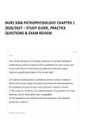 NURS 3366 PATHOPHYSIOLOGY CHAPTER 1 2026&sol;2027 &ndash; STUDY GUIDE&comma; PRACTICE QUESTIONS & EXAM REVIEW