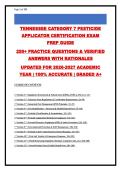 Tennessee Category 7 Pesticide Applicator Certification Study Guide&colon; 250&plus; Practice Questions & Verified Answers with Rationales &lpar;Updated 2026-2027&rpar;