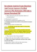 Investment Analysis Exam Questions &NewLine;And Correct Answers &lpar;Verified &NewLine;Answers&rpar; Plus Rationales 2026 Q&A &vert; &NewLine;Instant Download Pdf 