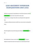 LEAD ABATEMENT SUPERVISOR&NewLine;EXAM QUESTIONS AND E 2026