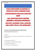 Texas RAS Exam Prep &vert; 265&plus; Questions with Verified Answers & Detailed Rationales &vert; TAS 2012 & TABA &vert; Updated 2026-2027 &vert; TDLR Registered Accessibility Specialist Practice Test