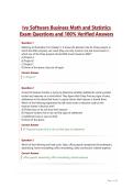 Ivy Software Business Math and Statistics&NewLine;Exam Questions and 100&percnt; Verified Answers