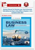 Solution Manual for Business Law Text & Exercises 10th Edition by Roger LeRoy Miller Chapters 1&ndash;43 Complete 2026&ndash;2027