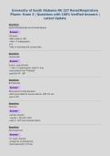 University of South Alabama NU 327 Renal&sol;Respiratory&NewLine;Pharm- Exam 3 &vert; Questions with 100&percnt; Verified Answers &vert;&NewLine;Latest Update
