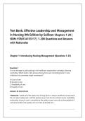 Test Bank&colon; Effective Leadership and Management in Nursing 9th Edition by Sullivan Chapters 1-28 &vert; ISBN&colon; 9780134153117 &vert; 1-200 Questions and Answers with Rationales