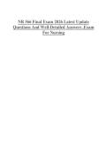 NR 566 Final Exam 2026 Latest Update&NewLine;Questions And Well-Detailed Answers &comma;Exam&NewLine;For Nursing