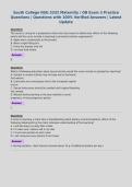 South College NSG 3332 Maternity &sol; OB Exam 3 Practice&NewLine;Questions &vert; Questions with 100&percnt; Verified Answers &vert; Latest&NewLine;Update