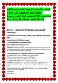 HESI Leadership Exam Practice Test Bank &NewLine;3 with 240 Questions and Correct &NewLine;Answers with Rationales&sol;HESI Leadership &NewLine;Exam Prep Test Bank Latest &lpar;New&excl;&rpar;