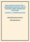 NORTH CAROLINA HISTORY EXAM 1 &vert; COMPREHENSIVE EXAM PREP&comma; PRACTICE QUESTIONS&comma; CORRECT ANSWERS AND STUDY GUIDE