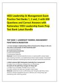 HESI Leadership & Management Exam &NewLine;Practice Test Banks 1&comma; 2 and&comma; 3 with 690 &NewLine;Questions and Correct Answers with &NewLine;Rationales&sol; HESI Leadership Exam Prep &NewLine;Test Bank Latest Bundle