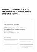 NURS 3366 EXAM 4 REVIEW 2026&sol;2027 &ndash; PATHOPHYSIOLOGY STUDY GUIDE&comma; PRACTICE QUESTIONS & TEST PREP