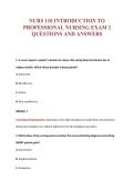 NURS 110 INTRODUCTION TO&NewLine;PROFESSIONAL NURSING EXAM 2&NewLine;QUESTIONS AND ANSWERS