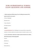 NURS 110 PROFESSIONAL NURSING&NewLine;EXAM 1 QUESTIONS AND ANSWERS