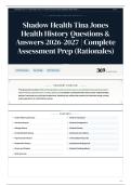 Shadow Health Tina Jones Health History Questions & Answers 2026-2027 Complete Assessment Prep &lpar;Rationales&rpar;
