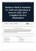 Business Math & Statistics Ivy Software Questions & Answers 2026&sol;2027 Complete Review &lpar;Rationales&rpar;