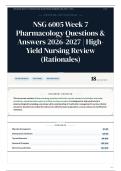NSG 6005 Week 7 Pharmacology Questions & Answers 2026-2027 High-Yield Nursing Review &lpar;Rationales&rpar;