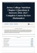 Jersey College Nutrition Chapter 1 Questions & Answers 2026-2027 Complete Course Review &lpar;Rationales&rpar;