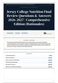 Jersey College Nutrition Final Review Questions & Answers 2026-2027 Comprehensive Edition &lpar;Rationales&rpar;