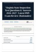 Virginia State Inspection Test Questions & Answers 2026&sol;2027 Latest DMV Exam Review &lpar;Rationales&rpar;