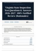Virginia State Inspection Test Questions & Answers 2026&sol;2027 100&percnt; &vert; Verified Review &lpar;Rationales&rpar;
