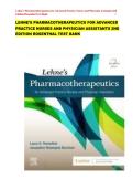 LEHNE&rsquo;S PHARMACOTHERAPEUTICS FOR ADVANCED &NewLine;PRACTICE NURSES AND PHYSICIAN ASSISTANTS 2ND &NewLine;EDITION ROSENTHAL TEST BANK