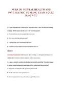 NURS 201 MENTAL HEALTH AND&NewLine;PSYCHIATRIC NURSING EXAM 1 QUIZ&NewLine;2026 &vert; WCU