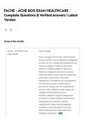 FACHE - ACHE BOG EXAM HEALTHCARE Complete Questions & Verified Answers &vert; Latest Version