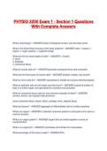 PHYSIO 3200 Exam 1 - Section 1 Questions With Complete Answers