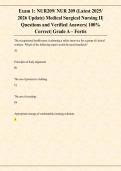 Exam 1&colon; NUR209&sol; NUR 209 &lpar;Latest 2025&sol; &NewLine;2026 Update&rpar; Medical Surgical Nursing II&vert; &NewLine;Questions and Verified Answers&vert; 100&percnt; &NewLine;Correct&vert; Grade A &ndash; Fortis