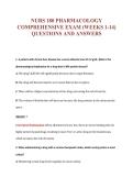 NURS 180 PHARMACOLOGY&NewLine;COMPREHENSIVE EXAM &lpar;WEEKS 1-14&rpar;&NewLine;QUESTIONS AND ANSWERS