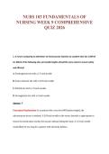 NURS 103 FUNDAMENTALS OF&NewLine;NURSING WEEK 9 COMPREHENSIVE&NewLine;QUIZ 2026
