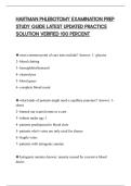 HARTMAN PHLEBOTOMY EXAMINATION PREP&NewLine;STUDY GUIDE LATEST UPDATED PRACTICE&NewLine;SOLUTION VERIFIED 100 PERCENT