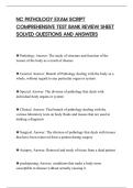 NC PATHOLOGY EXAM SCRIPT&NewLine;COMPREHENSIVE TEST BANK REVIEW SHEET&NewLine;SOLVED QUESTIONS AND ANSWERS