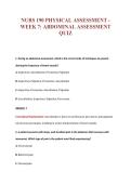 NURS 190 PHYSICAL ASSESSMENT -&NewLine;WEEK 7&colon; ABDOMINAL ASSESSMENT&NewLine;QUIZ