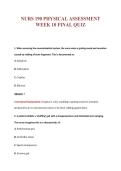 NURS 190 PHYSICAL ASSESSMENT&NewLine;WEEK 10 FINAL QUIZ
