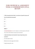 NURS 190 PHYSICAL ASSESSMENT&NewLine;WEEK 13 COMPREHENSIVE FINAL&NewLine;REVIEW