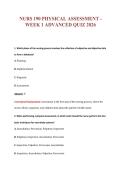 NURS 190 PHYSICAL ASSESSMENT -&NewLine;WEEK 1 ADVANCED QUIZ 2026