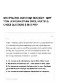 NYLE PRACTICE QUESTIONS 2026&sol;2027 &ndash; NEW YORK LAW EXAM STUDY GUIDE&comma; MULTIPLE-CHOICE QUESTIONS & TEST PREP