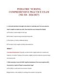 PEDIATRIC NURSING&NewLine;COMPREHENSIVE PRACTICE EXAM&NewLine;&lpar;NR 328 - 2026&sol;2027&rpar;
