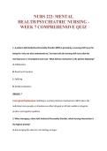 NURS 222&colon; MENTAL&NewLine;HEALTH&sol;PSYCHIATRIC NURSING -&NewLine;WEEK 7 COMPREHENSIVE QUIZ