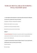 NURS 222 MENTAL HEALTH NURSING -&NewLine;FINAL MASTERY QUIZ