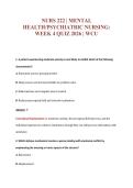 NURS 222 &vert; MENTAL&NewLine;HEALTH&sol;PSYCHIATRIC NURSING&colon;&NewLine;WEEK 4 QUIZ 2026 &vert; WCU