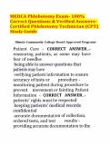 MEDCA Phlebotomy Exam- 100&percnt; Correct Questions & Verified Answers- Certified Phlebotomy Technician &lpar;CPT&rpar; Study Guide